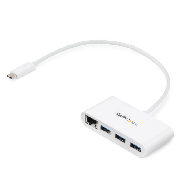 StarTech.com 3-poorts USB 3.0 Hub met Gigabit Ethernet - 5Gbps - USB-C - wit (HB30C3A1GEA) StarTech.com 3-poorts USB 3.0 Hub met Gigabit Ethernet - 5Gbps - USB-C - wit (HB30C3A1GEA)