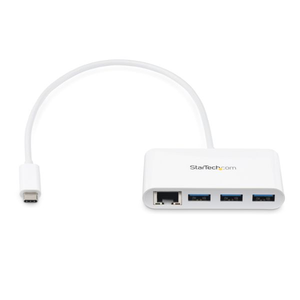 StarTech.com 3-poorts USB 3.0 Hub met Gigabit Ethernet - 5Gbps - USB-C - wit (HB30C3A1GEA)