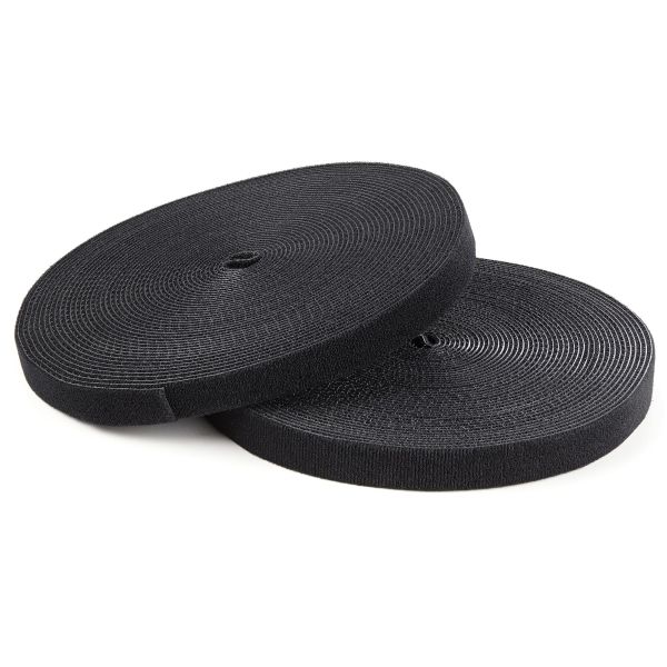 StarTech.com 7,6m Bulk Rol Klittenband - Op Maat te Knippen Herbruikbare Kabelbinders - Industriële Klitband Tape - Zelfklevende Klittenband Tyrap Strips - Zwart (HKLP25)
