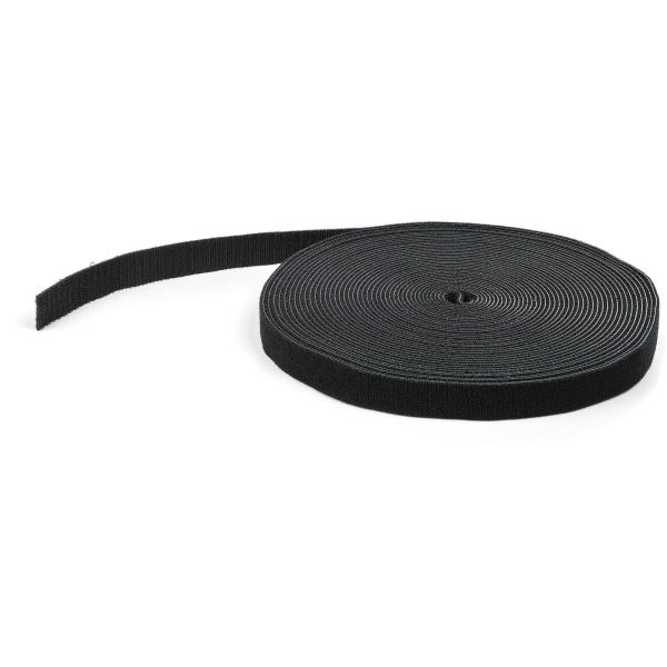 StarTech.com 15m Bulk Rol Klittenband - Op Maat te Knippen Herbruikbare Kabelbinders - Industriële Klitband Tape - Zelfklevende Klittenband Tyrap Strips - Zwart (HKLP50)