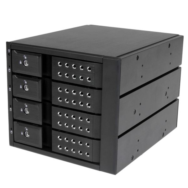 StarTech.com 4-bay Aluminium Trayless Hot Swap Mobile Rack Backplane voor 3,5 inch SAS II/SATA III - 6 Gbps HDD (HSB4SATSASBA) StarTech.com 4-bay Aluminium Trayless Hot Swap Mobile Rack Backplane voor 3,5 inch SAS II/SATA III - 6 Gbps HDD (HSB4SATSASBA)