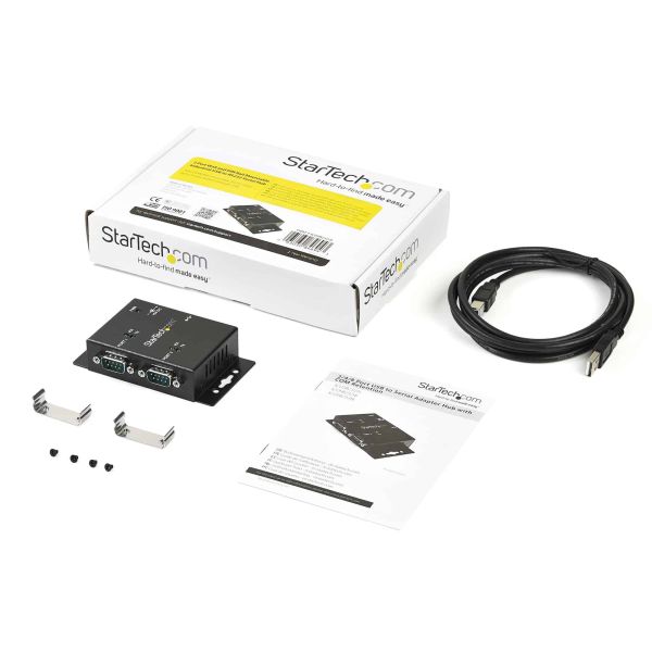 StarTech.com 2-poort Industriële USB naar Seriële Adapter Hub Wandmontage met DIN-Rail Clips (ICUSB2322I)