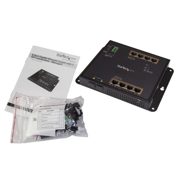 StarTech.com Industrial 8 Port Gigabit PoE+ Switch met 2 SFP MSA Slots - 30W - Robuuste GbE L2 Managed Switch - Rugged High Power Gigabit Ethernet Netwerk Switch IP-30/-40C tot +75C (IES101GP2SFW)