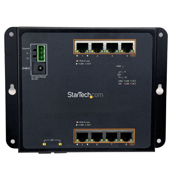 StarTech.com Industrial 8 Port Gigabit PoE+ Switch met 2 SFP MSA Slots - 30W - Robuuste GbE L2 Managed Switch - Rugged High Power Gigabit Ethernet Netwerk Switch IP-30/-40C tot +75C (IES101GP2SFW) 5/5 StarTech.com Industrial 8 Port Gigabit PoE+ Switch met 2 SFP MSA Slots - 30W - Robuuste GbE L2 Managed Switch - Rugged High Power Gigabit Ethernet Netwerk Switch IP-30/-40C tot +75C (IES101GP2SFW)