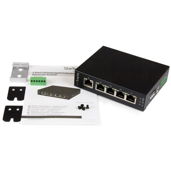 StarTech.com 5-poorts onbeheerde industriële gigabit Ethernet switch op een DIN-rail / wand monteerbaar (IES51000)