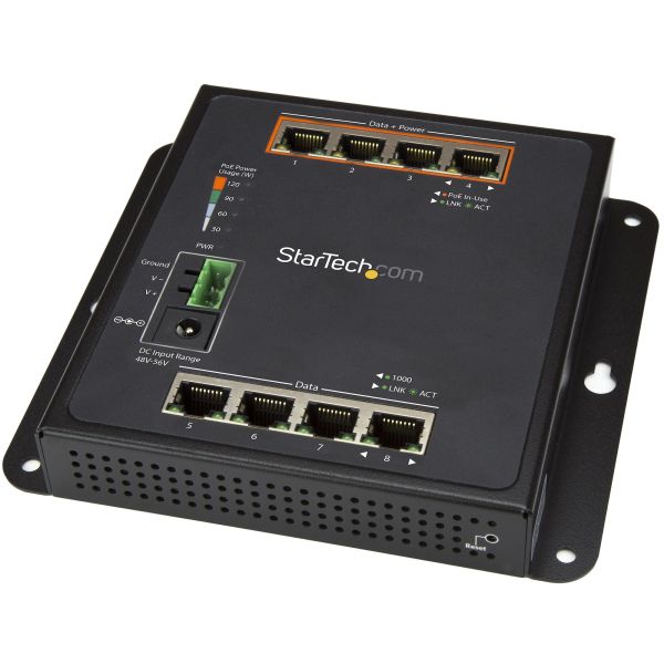 StarTech.com 8 poorts (4 PoE+) Gigabit ethernet switch managed wandmonteerbaar met toegang voorzijde (IES81GPOEW)