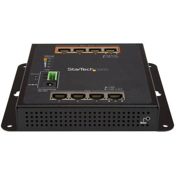 StarTech.com 8 poorts (4 PoE+) Gigabit ethernet switch managed wandmonteerbaar met toegang voorzijde