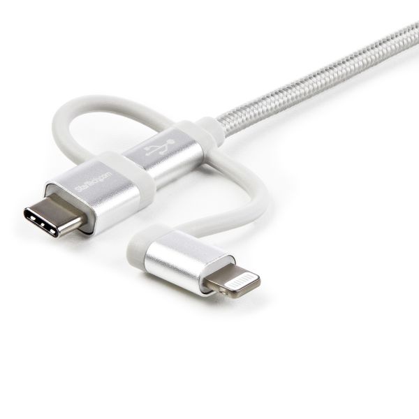 StarTech.com USB oplaadkabel USB naar Lightning / USB-C / Micro-B gevlochten 1 m (LTCUB1MGR)