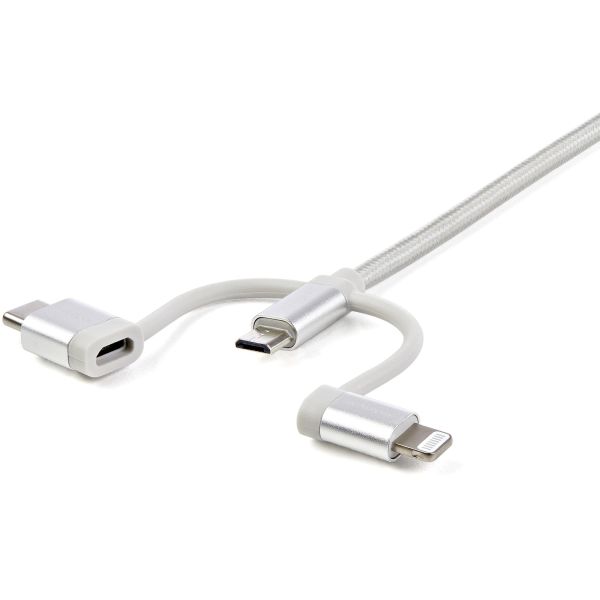 StarTech.com USB oplaadkabel USB naar Lightning / USB-C / Micro-B gevlochten 1 m (LTCUB1MGR)
