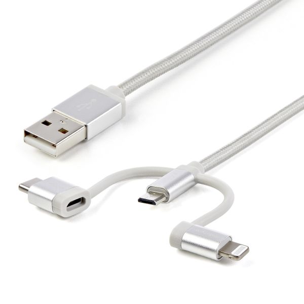StarTech.com USB oplaadkabel USB naar Lightning / USB-C / Micro-B gevlochten 1 m (LTCUB1MGR) StarTech.com USB oplaadkabel USB naar Lightning / USB-C / Micro-B gevlochten 1 m (LTCUB1MGR)
