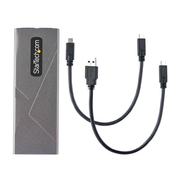 StarTech.com USB-C 10Gbps naar M.2 NVMe or M.2 SATA SSD Behuizing, Gereedschaploze Externe M.2 PCIe/SATA NGFF SSD Aluminum Case, USB Type-C&A Host Kabels, Ondersteunt 2230/2242/2260/2280 (M2-USB-C-NVME-SATA)