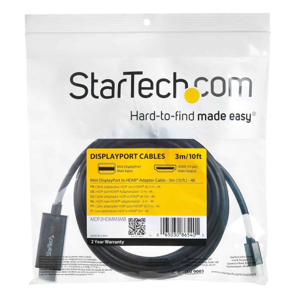 StarTech.com Mini DisplayPort naar HDMI adapterkabel 3 m 4K 30Hz (MDP2HDMM3MB)