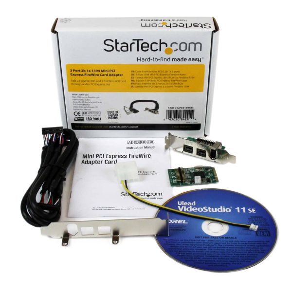 StarTech.com 3-poort 2b 1a 1394 Mini PCI Express FireWire Adapterkaart (MPEX1394B3)
