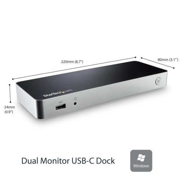 StarTech.com Dual-Monitor USB-C docking station, 60W Power Delivery voor Windows Laptops, USB Type-C naar HDMI / DVI Dock, USB 3.1 Gen 1 Type C Dock met Lader, 5x USB, Thunderbolt 3 Compatibel (MST30C2HHPDU)