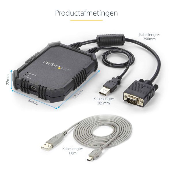 StarTech.com USB 2.0 KVM console - draagbare laptop Crash cart adapter met bestandsoverdracht & video-opname (NOTECONS02X)