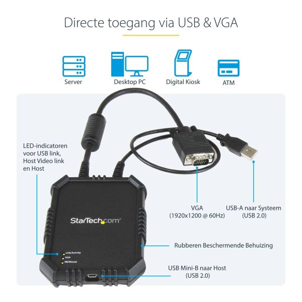 StarTech.com USB 2.0 KVM console - draagbare laptop Crash cart adapter met bestandsoverdracht & video-opname (NOTECONS02X)