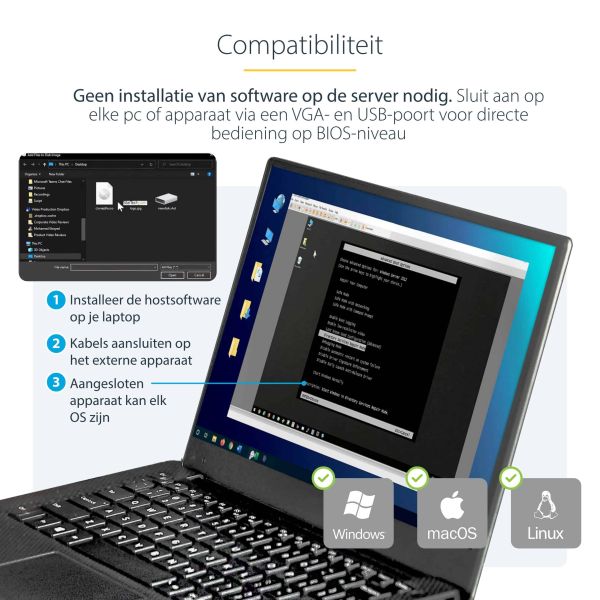 StarTech.com USB 2.0 KVM console - draagbare laptop Crash cart adapter met bestandsoverdracht & video-opname (NOTECONS02X)