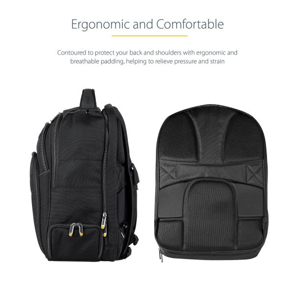 StarTech.com 17.3" Laptop Rugzak met Verwijderbare Opbergtas voor Accessoires, Professionele IT Tech Backpack, Werk/Reizen/Pendelen, Ergonomische Computer Tas, Duurzaam Ballistisch Nylon, Notebook/Tablet Vakken (NTBKBAG173)