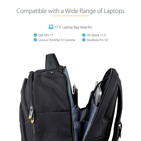 StarTech.com 17.3" Laptop Rugzak met Verwijderbare Opbergtas voor Accessoires, Professionele IT Tech Backpack, Werk/Reizen/Pendelen, Ergonomische Computer Tas, Duurzaam Ballistisch Nylon, Notebook/Tablet Vakken (NTBKBAG173)