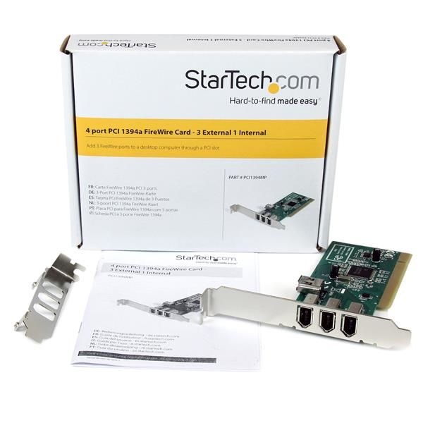 StarTech.com 4-poort PCI 1394a FireWire Adapter Kaart 3 Extern 1 Intern (PCI1394MP)