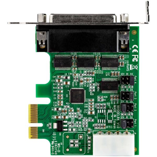StarTech.com 4 Port PCI Express RS232 Seriële Kaart, PCIe RS232 Serial Host Controller Kaart, PCIe naar Serial DB9 Adapter Kaart, 16950 UART, Low Profile Uitbreidingskaart, Windows & Linux (PEX4S953LP)
