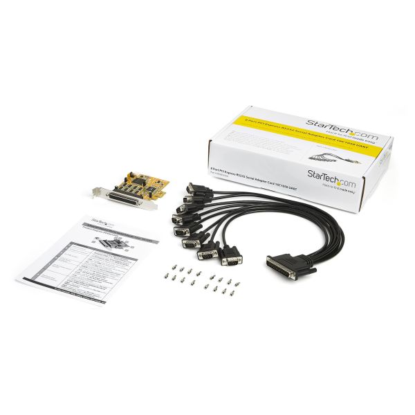 StarTech.com 8-Port PCI Express RS232 Serial Adapter Card - PCIe RS232 Seriële Kaart - 16C1050 UART Expansion Serieel - Multiport Serial DB9 Uitbreidingskaart - 15kV ESD - Windows & Linux (PEX8S1050)