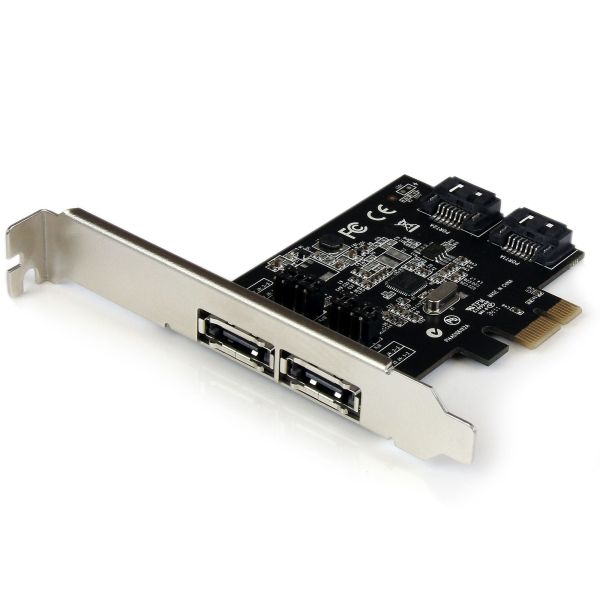 StarTech.com 2 Port PCI Express SATA 6 Gbps eSATA Controller Kaart, Dual Port PCIe SATA III Card, 2 Int/2 Ext, SATA III 6Gbps (PEXESAT322I)