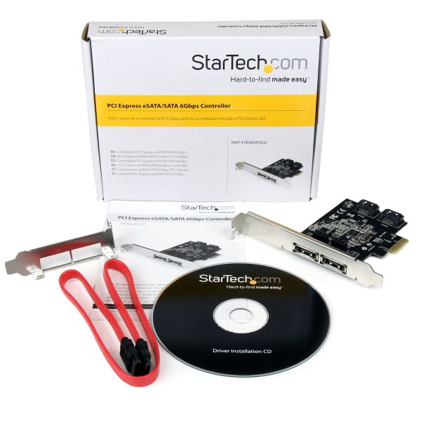 StarTech.com 2 Port PCI Express SATA 6 Gbps eSATA Controller Kaart, Dual Port PCIe SATA III Card, 2 Int/2 Ext, SATA III 6Gbps (PEXESAT322I)