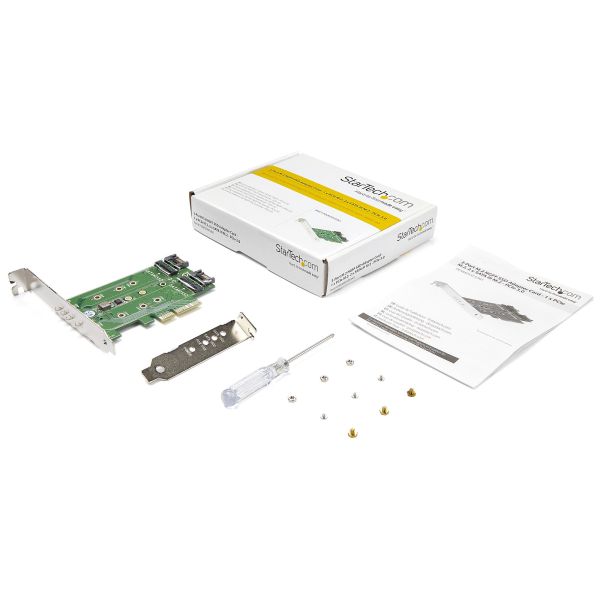 StarTech.com 3-Port M.2 SSD (NGFF) Adapter Kaart- 1 x PCIe (NVMe) M.2, 2 x SATA III M.2 - PCIe 3.0 (PEXM2SAT32N1)