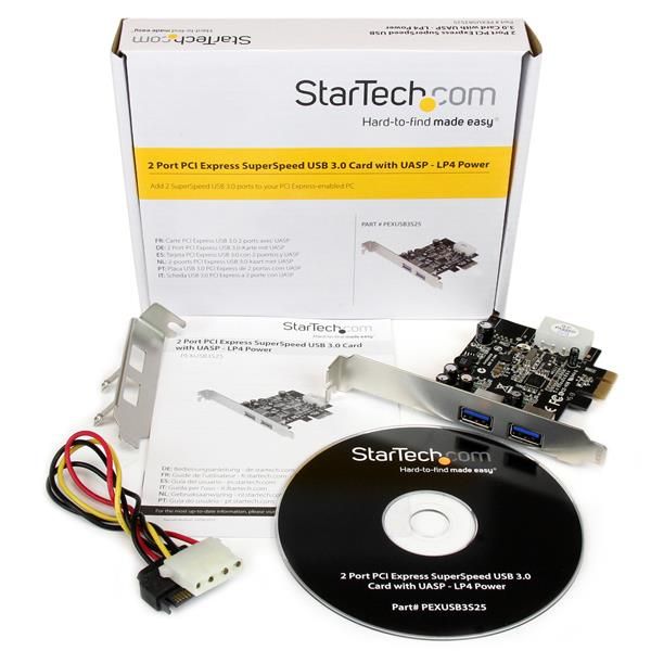 StarTech.com 2-poorts PCI Express (PCIe) SuperSpeed USB 3.0-kaartadapter met UASP LP4-voeding (PEXUSB3S25)