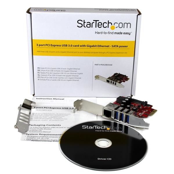 StarTech.com 3-poorts PCI Express USB 3.0-kaart + gigabit Ethernet (PEXUSB3S3GE)