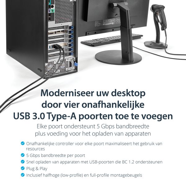 StarTech.com 4-poorts PCI Express (PCIe) SuperSpeed USB 3.0 kaartadapter met 4 speciale 5 Gbps kanalen UASP SATA/LP4-voeding (PEXUSB3S44V)