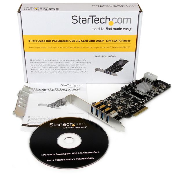 StarTech.com 4-poorts PCI Express (PCIe) SuperSpeed USB 3.0 kaartadapter met 4 speciale 5 Gbps kanalen UASP SATA/LP4-voeding (PEXUSB3S44V) StarTech.com 4-poorts PCI Express (PCIe) SuperSpeed USB 3.0 kaartadapter met 4 speciale 5 Gbps kanalen UASP SATA/LP4-voeding (PEXUSB3S44V)
