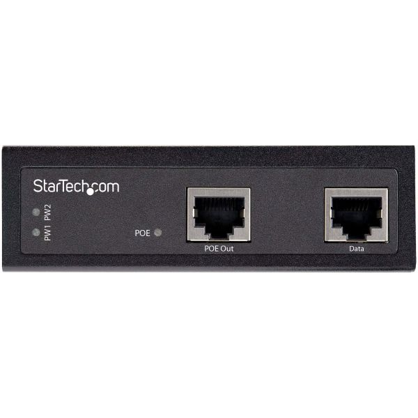 StarTech.com Industrial Gigabit PoE Injector High Speed/High Power 90W 802.3bt PoE++ 48V-56VDC DIN Rail UPoE/Ultra Power Over Ethernet Injector Adapter -40°C tot +75°C Rugged (POEINJ1G90W)
