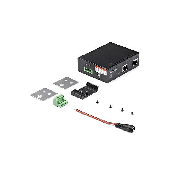 StarTech.com Industrial Gigabit PoE Injector High Speed/High Power 90W 802.3bt PoE++ 48V-56VDC DIN Rail UPoE/Ultra Power Over Ethernet Injector Adapter -40°C tot +75°C Rugged (POEINJ1G90W)