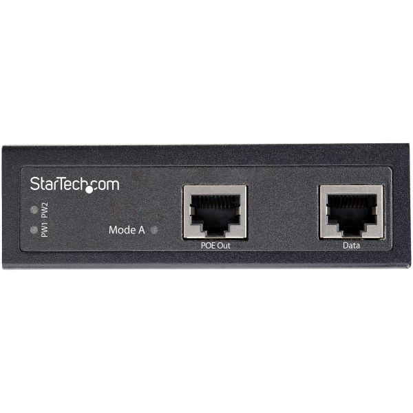 StarTech.com Industrial Gigabit Ethernet PoE Injector 30W 802.3at PoE+ Midspan 48V-56VDC DIN Rail Power Over Ethernet Injector Adapter -40°C to +75°C Camera's/Sensoren/WiFi APs (POEINJ30W)