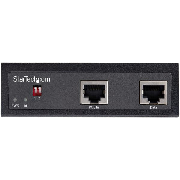 StarTech.com Industrial Gigabit PoE Splitter 90W High Speed Power over Ethernet PoE+++ Splitter 12-48V DC Splitter 802.3bt LAN/RJ45 Ultra PoE naar DC Adapter -40C tot +75C (POESLT1G48V)