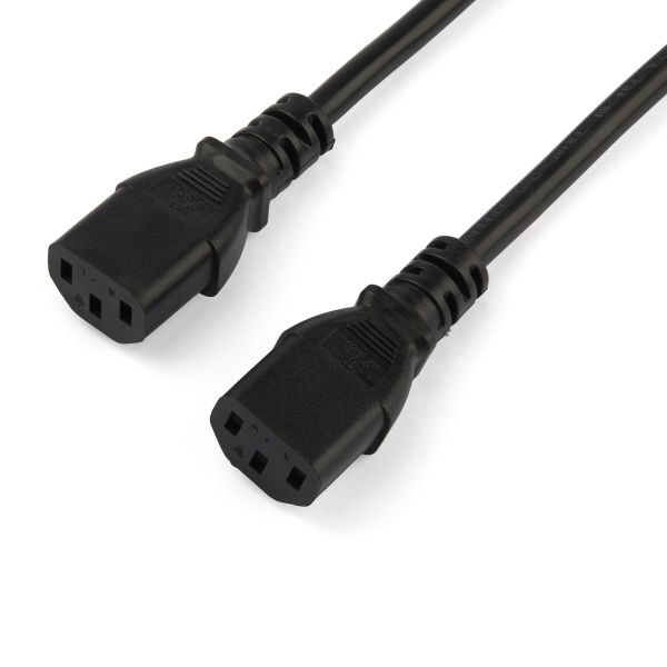 StarTech.com 2m Computer Splitter Stroomkabel, 18AWG, EU Schuko naar 2x C13, 10A 250V, Zwart, AC Vervangkabel, Printer Voedingskabel, PC Power Supply Kabel, TV/Monitor Electriciteitssnoer, UL-Listed (PXT101YEU2M)