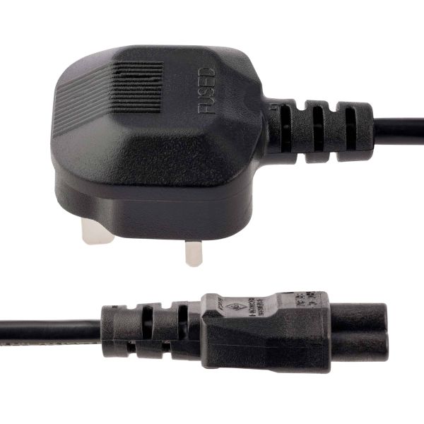 StarTech.com 2m UK Laptop Stroomkabel, BS 1363 to C5 (Clover Leaf), 2.5A 250V, 18AWG, UK Laptop Vervangkabel, Printer Voedingskabel, Laptop Lader Kabel / Laadkabel (PXTNB3SUK2M)
