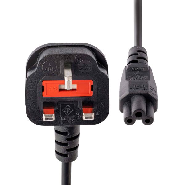 StarTech.com 2m UK Laptop Stroomkabel, BS 1363 to C5 (Clover Leaf), 2.5A 250V, 18AWG, UK Laptop Vervangkabel, Printer Voedingskabel, Laptop Lader Kabel / Laadkabel (PXTNB3SUK2M)