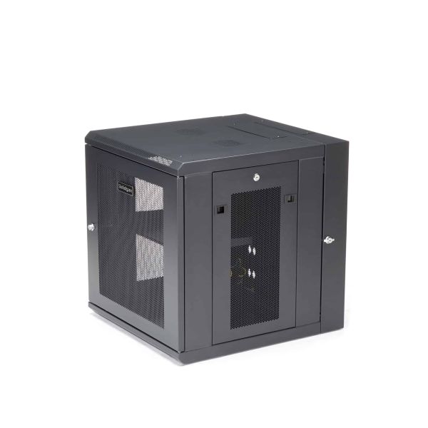 StarTech.com 12U 19" Wandmonteerbaar Netwerk Cabinet, Diepte 51cm (20"), 4 Post, Afsluitbaar IT Rack met Schap, Geventileerd Data Rack voor Switch, Cisco 3850, 2960 Series (RK1224WALHM)