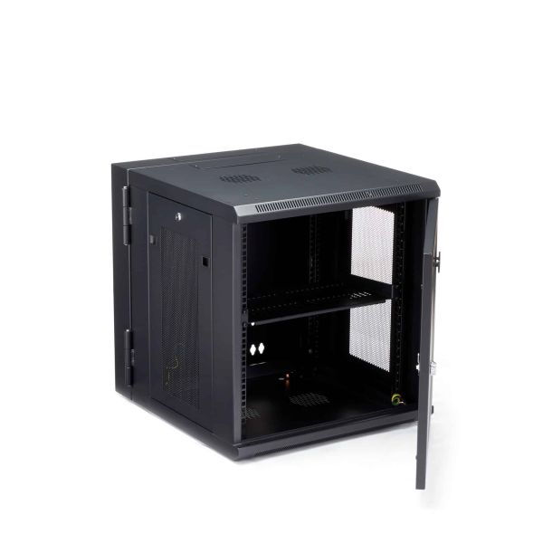 StarTech.com 12U 19" Wandmonteerbaar Netwerk Cabinet, Diepte 51cm (20"), 4 Post, Afsluitbaar IT Rack met Schap, Geventileerd Data Rack voor Switch, Cisco 3850, 2960 Series (RK1224WALHM)