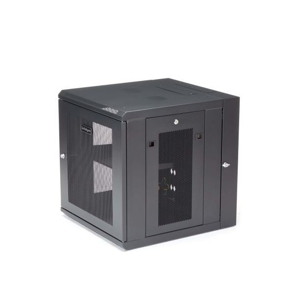 StarTech.com 12U 19" Wandmonteerbaar Netwerk Cabinet, Diepte 51cm (20"), 4 Post, Afsluitbaar IT Rack met Schap, Geventileerd Data Rack voor Switch, Cisco 3850, 2960 Series (RK1224WALHM)