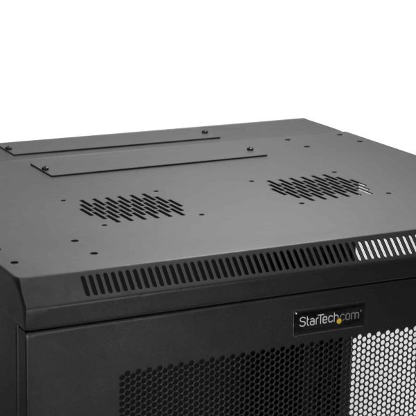 StarTech.com 4 Post 12U Wandmonteerbare Netwerkkast met 1U Schap, 19" Scharnierende Patchkast voor Data/AV/Electronica/Computer Apparatuur, Veelzijdig Geventileerd Server Rack, Vergrendelbaar (RK1224WALHM)