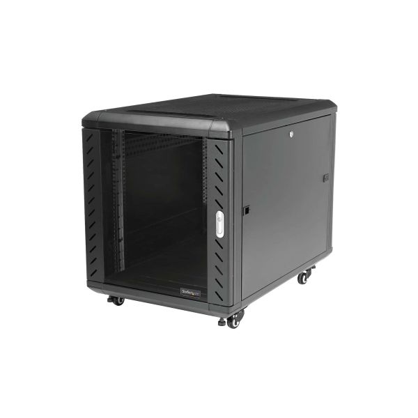StarTech.com 12U Enterprise-Grade Server Rack Cabinet, 19in Vergrendelbare 4-Post Patchkast met 75cm Montagediepte en 800kg Draagkracht (RK1236BKF)