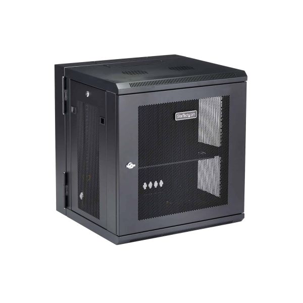 StarTech.com 12U 19" Wandmonteerbaar Netwerk Cabinet, Diepte 40cm (16"), Afsluitbaar IT Rack voor Netwerk Switch/Apparatuur, Geventileerd Data Rack met Schap & Zijpanelen, Voorgemonteerd (RK12WALHM)