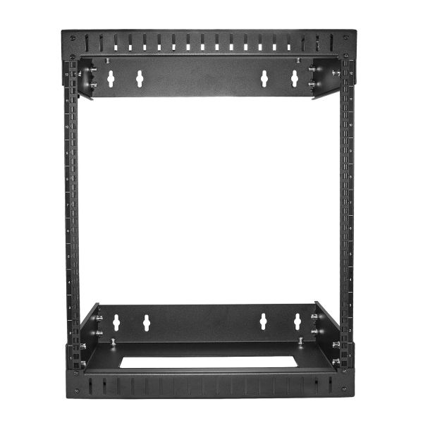 StarTech.com 2 Post 12U Heavy-Duty Wandmonteerbare Server Rack, 19" Open Frame Netwerk Rack met Verstelbare Diepte, Data Rack voor IT/AV/Patchpaneel/Computer Apparatuur, Incl Kooimoeren en Schroeven (RK12WALLOA)