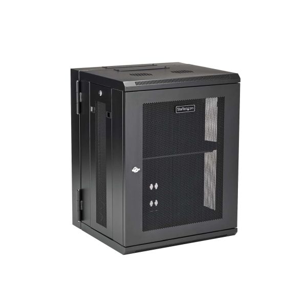 StarTech.com 15U 19" Wandmonteerbaar Netwerk Cabinet, Diepte 40cm (16"), Afsluitbaar IT Rack voor Netwerk Switch/Apparatuur, Geventileerd Data Rack met Schap & Zijpanelen, Voorgemonteerd (RK1520WALHM)