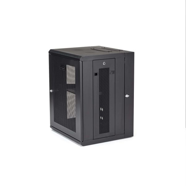 StarTech.com 15U 19" Wandmonteerbaar Netwerk Cabinet, Diepte 40cm (16"), Afsluitbaar IT Rack voor Netwerk Switch/Apparatuur, Geventileerd Data Rack met Schap & Zijpanelen, Voorgemonteerd (RK1520WALHM)