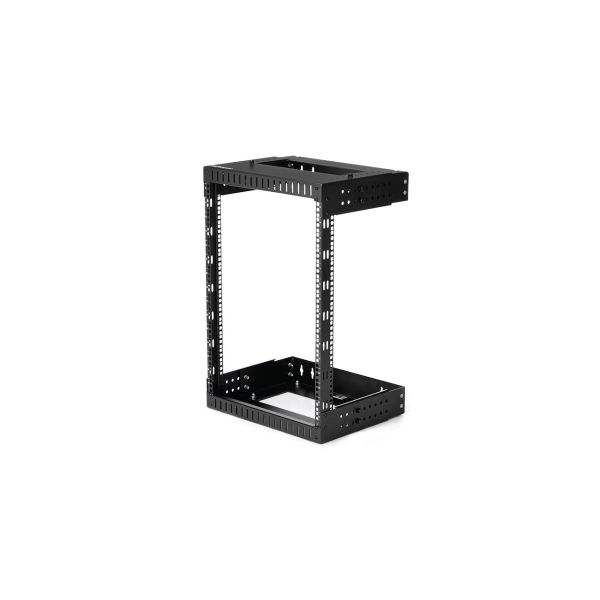 StarTech.com 2 Post 15U Heavy-Duty Wandmonteerbare Server Rack, 19" Open Frame Netwerk Rack met Verstelbare Diepte, Data Rack voor IT/AV/Patchpaneel/Computer Apparatuur, Incl Kooimoeren en Schroeven (RK15WALLOA)